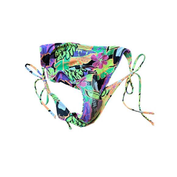 NEW Its Now Cool The 90s Tie Up String Bikini Bottom Pant Neon Biarritz Size 10 - Picture 8 of 10
